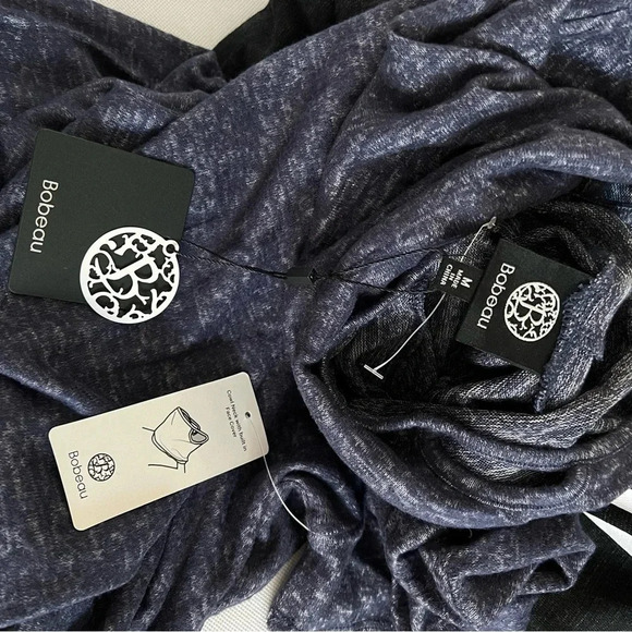 Bobeau Cowl Neck Midi Dress Size Medium Navy Blue With Built-In Face Cover Cozy - Picture 10 of 11